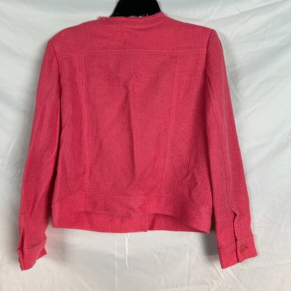IRO Felicity Cotton Stretch Tweed Boucle Textured Knit BlazerJacket Pink size 10 - Picture 4 of 16